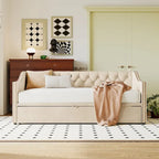 Lettino da giorno in velluto rosa / beige / grigio con letto estraibile a scomparsa (Singolo)