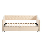 Lettino da giorno in velluto rosa / beige / grigio con letto estraibile a scomparsa (Singolo)
