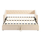 Lettino da giorno in velluto rosa / beige / grigio con letto estraibile a scomparsa (Singolo)