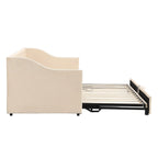 Lettino da giorno in velluto rosa / beige / grigio con letto estraibile a scomparsa (Singolo)