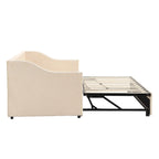 Lettino da giorno in velluto rosa / beige / grigio con letto estraibile a scomparsa (Singolo)
