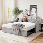 Lettino da giorno in velluto rosa / beige / grigio con letto estraibile a scomparsa (Singolo)