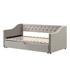 Lettino da giorno in velluto rosa / beige / grigio con letto estraibile a scomparsa (Singolo)