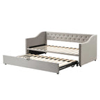 Lettino da giorno in velluto rosa / beige / grigio con letto estraibile a scomparsa (Singolo)