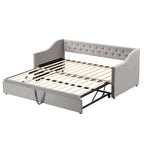 Lettino da giorno in velluto rosa / beige / grigio con letto estraibile a scomparsa (Singolo)