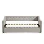 Lettino da giorno in velluto rosa / beige / grigio con letto estraibile a scomparsa (Singolo)