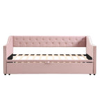 Lettino da giorno in velluto rosa / beige / grigio con letto estraibile a scomparsa (Singolo)