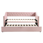 Lettino da giorno in velluto rosa / beige / grigio con letto estraibile a scomparsa (Singolo)