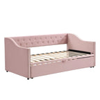 Lettino da giorno in velluto rosa / beige / grigio con letto estraibile a scomparsa (Singolo)