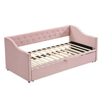 Lettino da giorno in velluto rosa / beige / grigio con letto estraibile a scomparsa (Singolo)