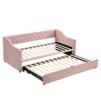 Lettino da giorno in velluto rosa / beige / grigio con letto estraibile a scomparsa (Singolo)