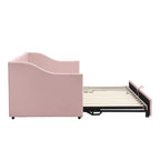 Lettino da giorno in velluto rosa / beige / grigio con letto estraibile a scomparsa (Singolo)