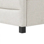 Lettino con schienale imbottito a rombi in lino grigio/beige a una piazza e mezza con letto estraibile (singolo)
