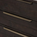 Cassettiera a 3 cassetti in legno di pino di recupero scuro con ferramenta in ottone (singola)