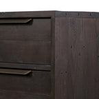 Cassettiera a 3 cassetti in legno di pino di recupero scuro con ferramenta in ottone (singola)