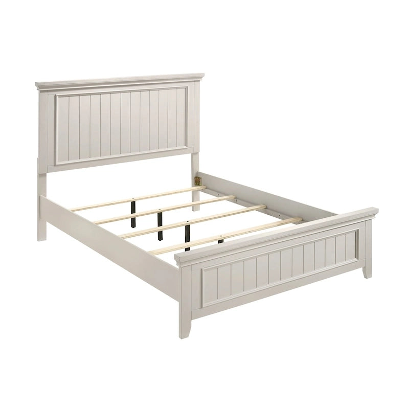 Struttura Letto con Pannello Shiplap Effetto Legno Grezzo con Testiera e Pediera (Singolo / Una Piazza e Mezza / Matrimoniale / King / California King)