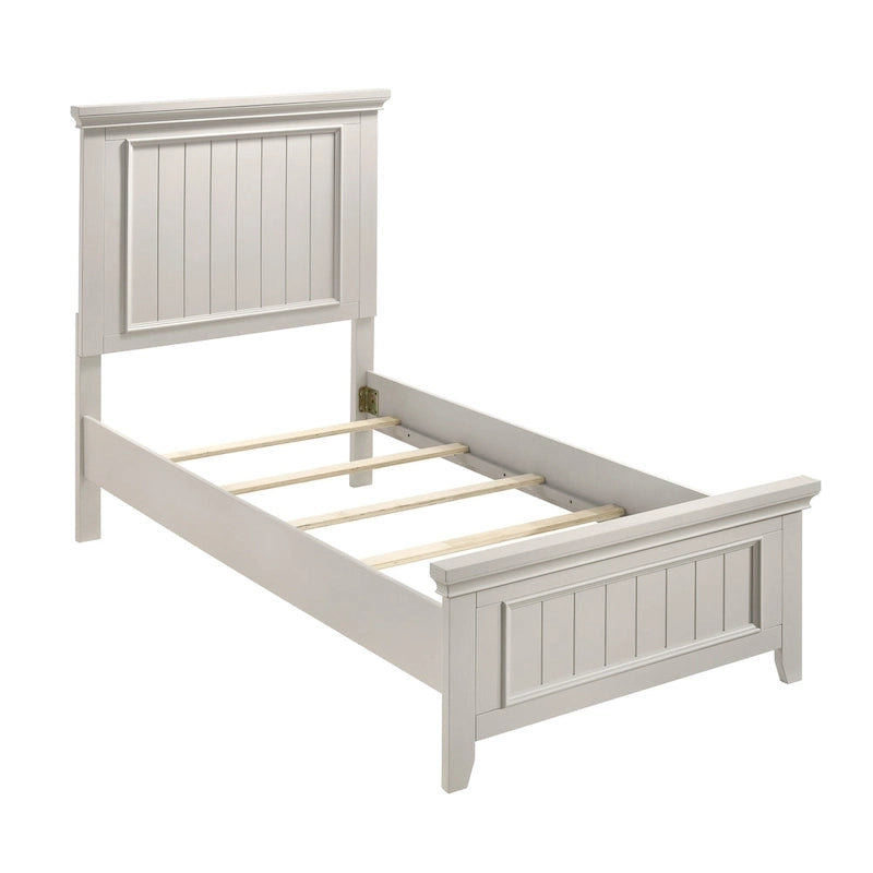 Struttura Letto con Pannello Shiplap Effetto Legno Grezzo con Testiera e Pediera (Singolo / Una Piazza e Mezza / Matrimoniale / King / California King)