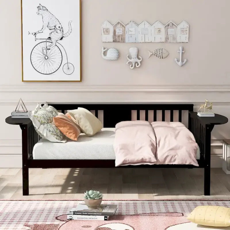Letto da Giorno Espresso in Pino e Compensato, Misura Matrimoniale, con Comodini e Struttura a 3 Sponde (Singolo)