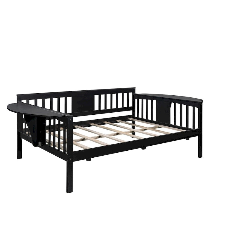 Letto da Giorno Espresso in Pino e Compensato, Misura Matrimoniale, con Comodini e Struttura a 3 Sponde (Singolo)