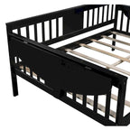 Letto da Giorno Espresso in Pino e Compensato, Misura Matrimoniale, con Comodini e Struttura a 3 Sponde (Singolo)