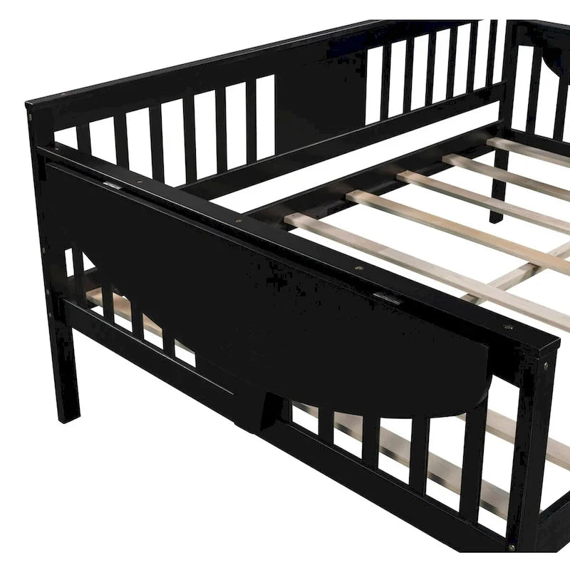 Letto da Giorno Espresso in Pino e Compensato, Misura Matrimoniale, con Comodini e Struttura a 3 Sponde (Singolo)