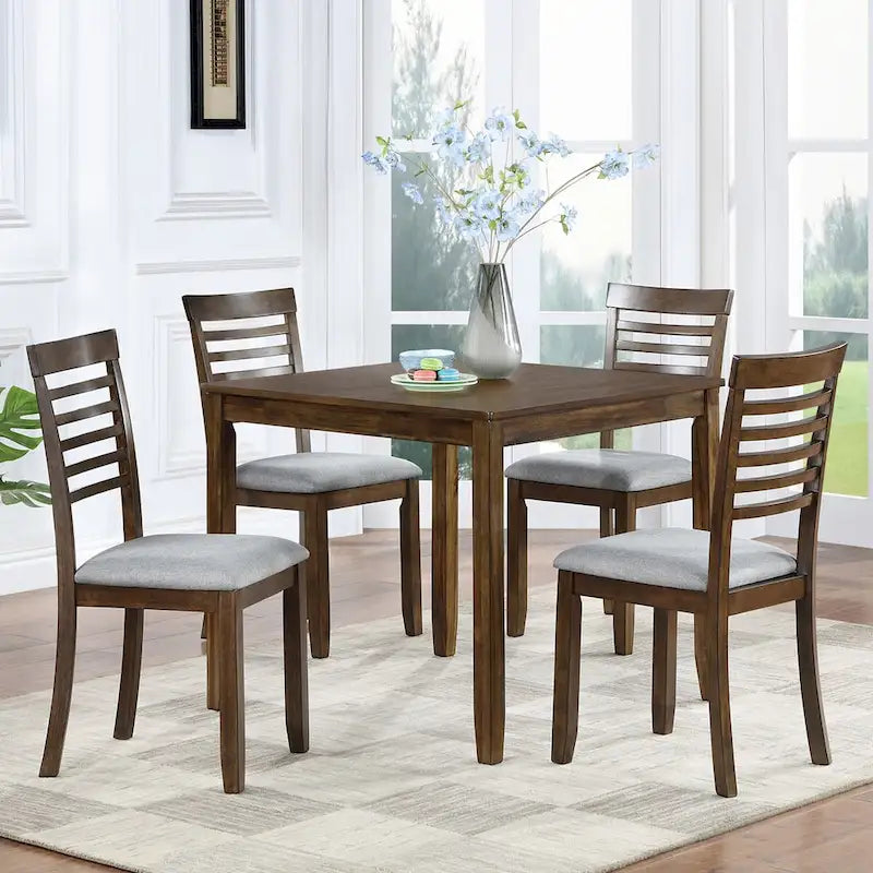 Tavolo da pranzo quadrato in legno di noce/grigio (4 posti)
