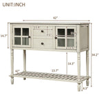 Credenza/Buffet con ante in vetro blu/grigio/bianco, cassetti e ripiano inferiore