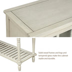 Credenza/Buffet con ante in vetro blu/grigio/bianco, cassetti e ripiano inferiore