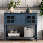 Credenza/Buffet con ante in vetro blu/grigio/bianco, cassetti e ripiano inferiore