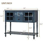 Credenza/Buffet con ante in vetro blu/grigio/bianco, cassetti e ripiano inferiore