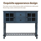 Credenza/Buffet con ante in vetro blu/grigio/bianco, cassetti e ripiano inferiore