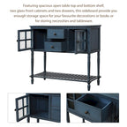Credenza/Buffet con ante in vetro blu/grigio/bianco, cassetti e ripiano inferiore