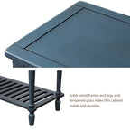 Credenza/Buffet con ante in vetro blu/grigio/bianco, cassetti e ripiano inferiore