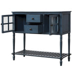 Credenza/Buffet con ante in vetro blu/grigio/bianco, cassetti e ripiano inferiore