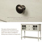 Credenza/Buffet con ante in vetro blu/grigio/bianco, cassetti e ripiano inferiore