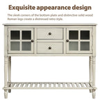 Credenza/Buffet con ante in vetro blu/grigio/bianco, cassetti e ripiano inferiore