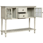 Credenza/Buffet con ante in vetro blu/grigio/bianco, cassetti e ripiano inferiore