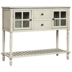 Credenza/Buffet con ante in vetro blu/grigio/bianco, cassetti e ripiano inferiore