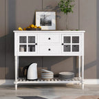 Credenza/Buffet con ante in vetro blu/grigio/bianco, cassetti e ripiano inferiore