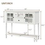 Credenza/Buffet con ante in vetro blu/grigio/bianco, cassetti e ripiano inferiore
