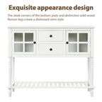 Credenza/Buffet con ante in vetro blu/grigio/bianco, cassetti e ripiano inferiore