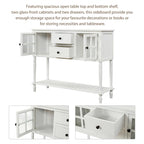 Credenza/Buffet con ante in vetro blu/grigio/bianco, cassetti e ripiano inferiore