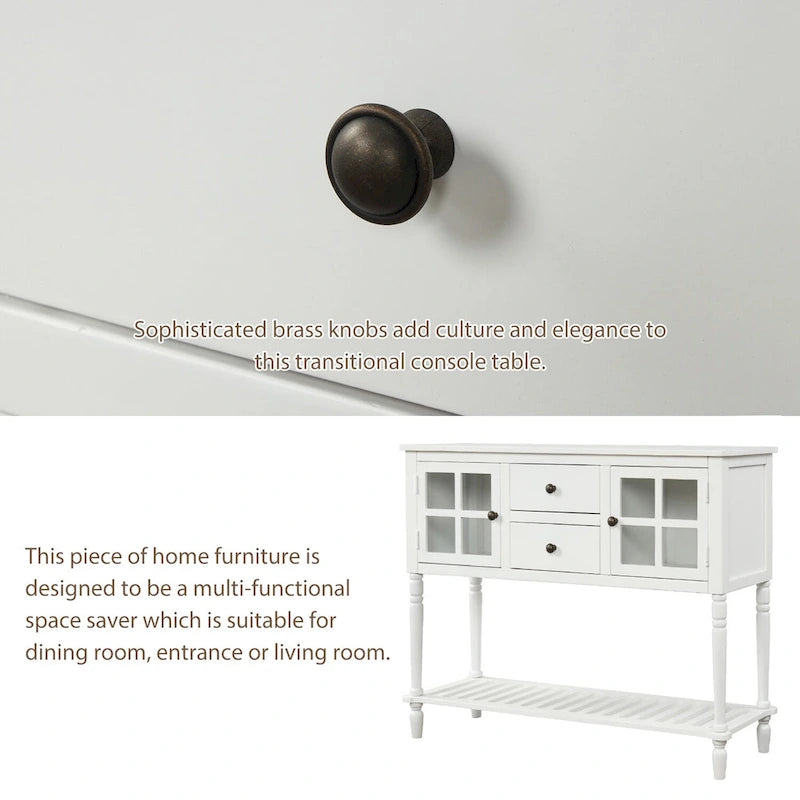 Credenza/Buffet con ante in vetro blu/grigio/bianco, cassetti e ripiano inferiore