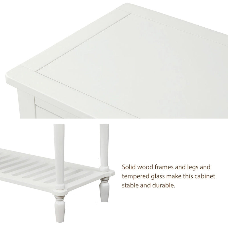Credenza/Buffet con ante in vetro blu/grigio/bianco, cassetti e ripiano inferiore