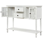 Credenza/Buffet con ante in vetro blu/grigio/bianco, cassetti e ripiano inferiore