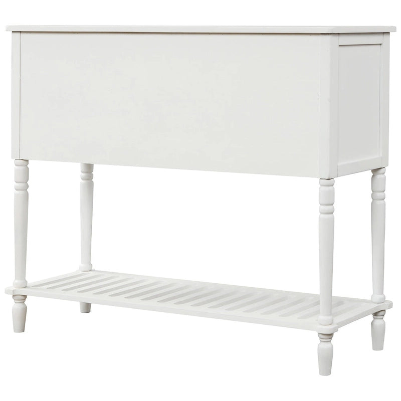 Credenza/Buffet con ante in vetro blu/grigio/bianco, cassetti e ripiano inferiore