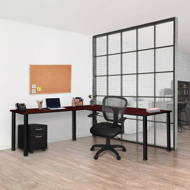 Scrivania angolare a L multicolore – 168 cm con ritorno da 107 cm, uso singolo