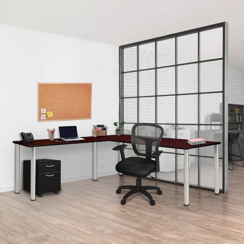 Scrivania angolare a L multicolore – 168 cm con ritorno da 107 cm, uso singolo