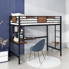 Twin Metal Loft Bed with Desk and Shelve