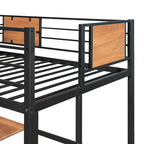 Letto a soppalco matrimoniale in metallo nero/bianco con scrivania e mensole (singolo)